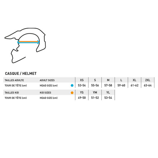 Tailles casques